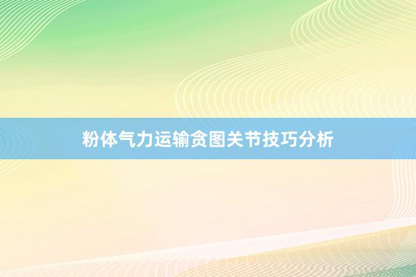 粉体气力运输贪图关节技巧分析